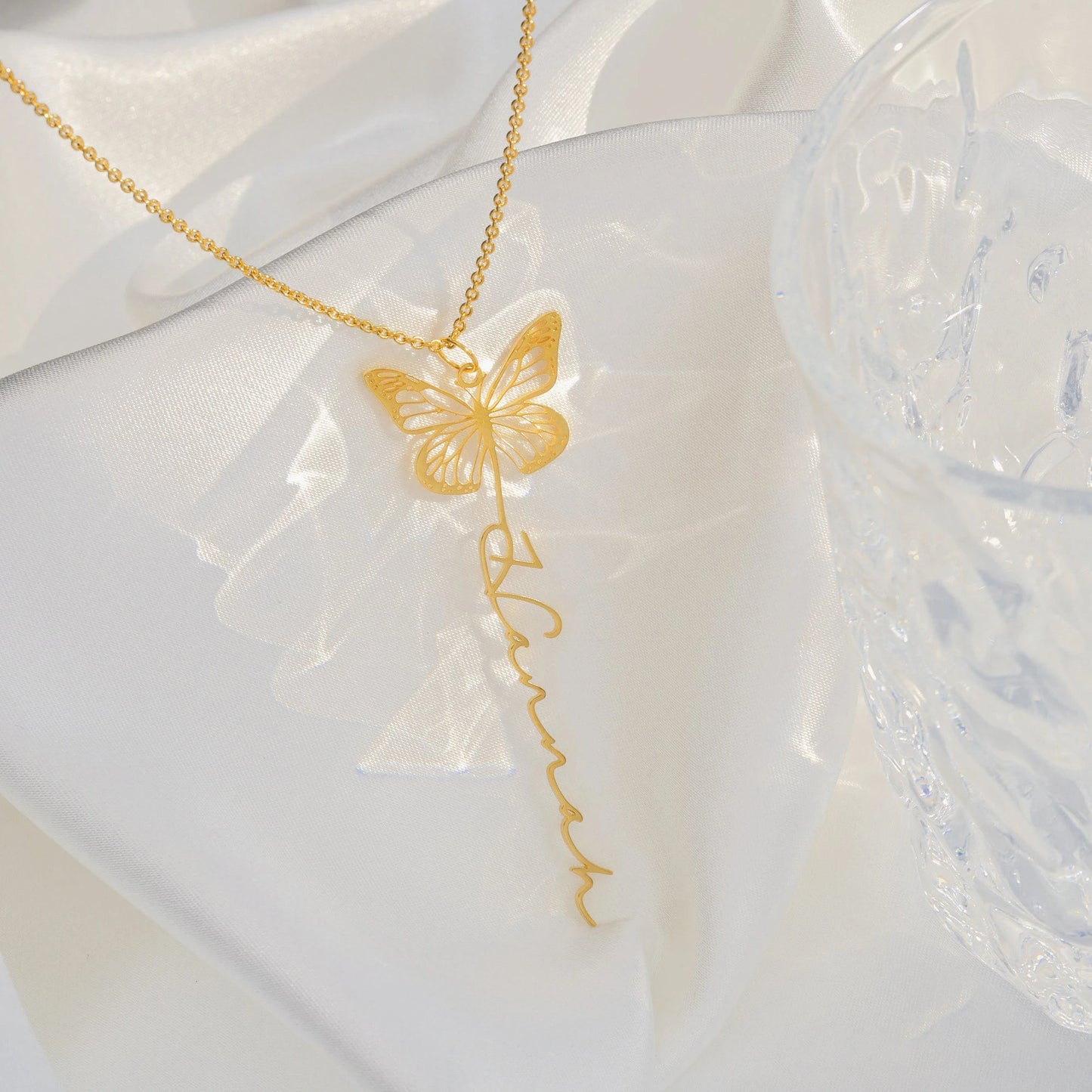 Celestial Butterfly - Birth Month Name Necklace