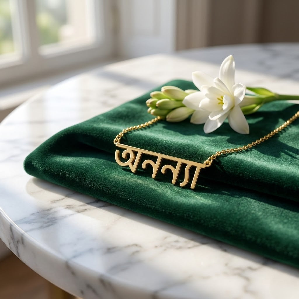 Custom Bengali Name Necklace | Personalized Bengali Script Jewelry