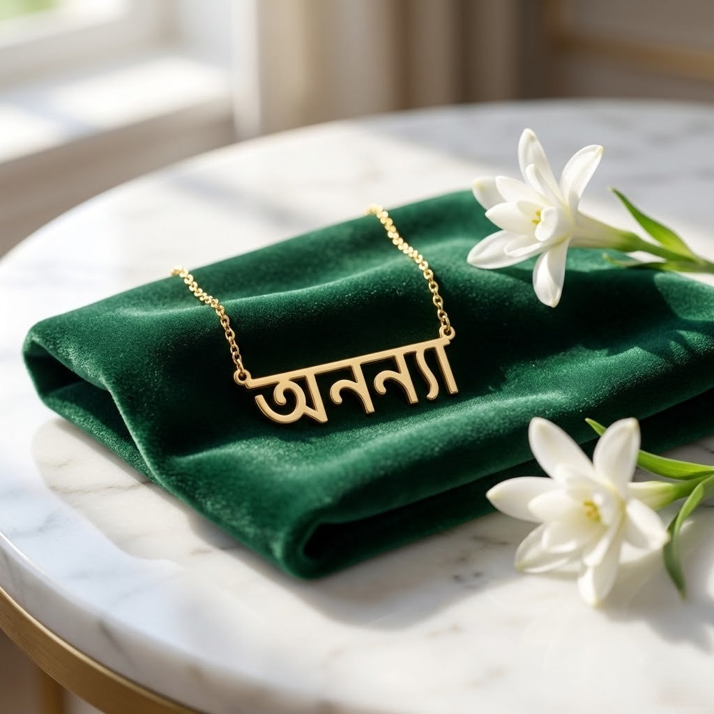 Custom Bengali Name Necklace | Personalized Bengali Script Jewelry