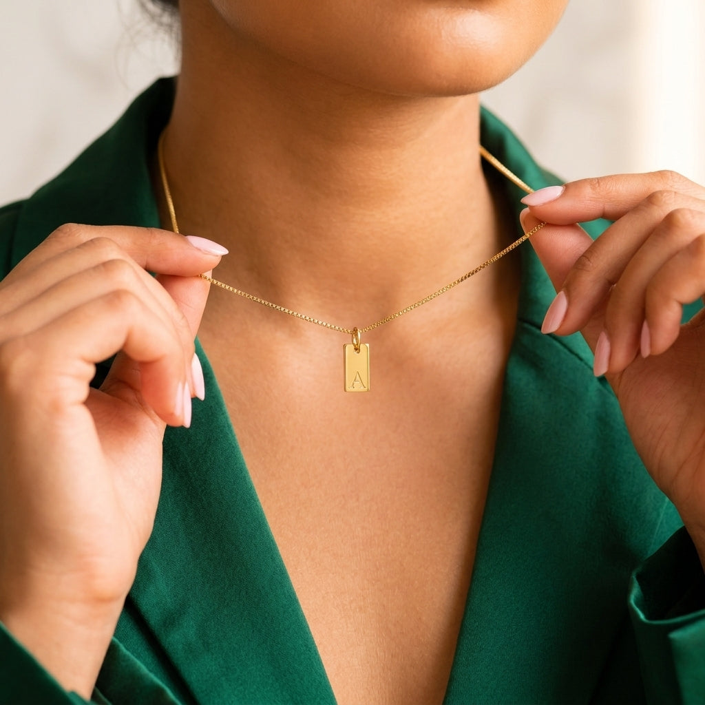 Initial Tag Necklace | Custom Name Charm Pendant - HayeNii