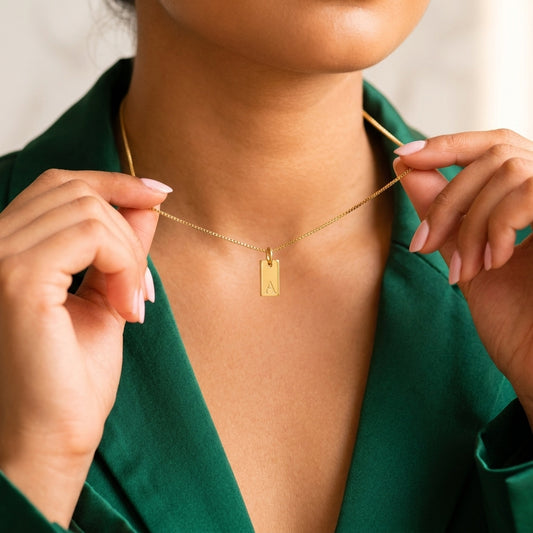 Initial Tag Necklace | Custom Name Charm Pendant - HayeNii