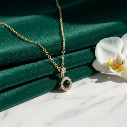 Single Stone Round Projection Pendant | Custom Hidden Photo Projection Jewelry