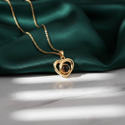 Heart Projection Pendant | Custom Hidden Photo Projection Necklace - HayeNii