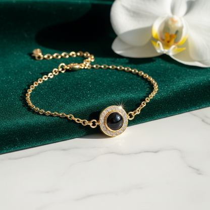 Round Stone Projection Bracelet | Custom Hidden Photo Projection Jewelry