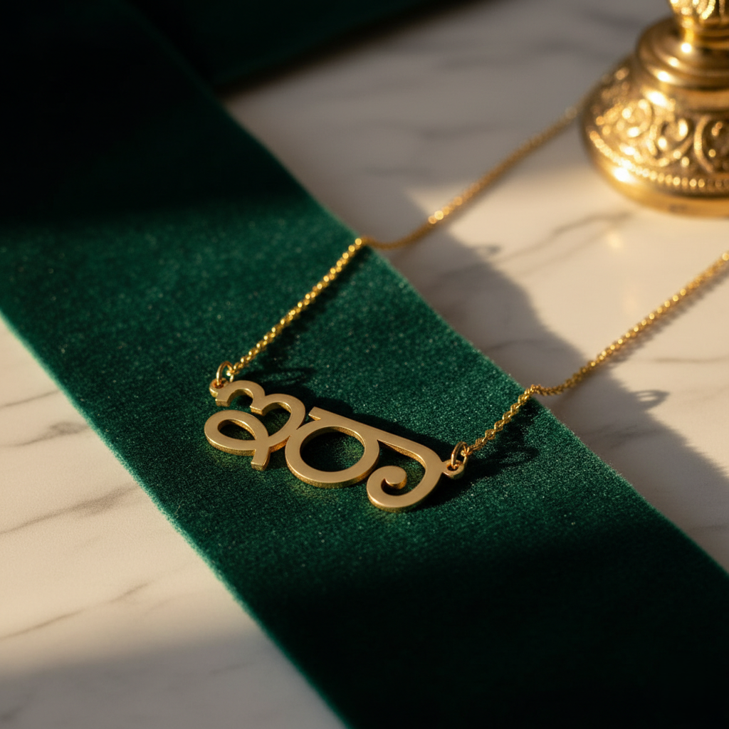 Custom Kannada Name Necklace | Personalized Kannada Script Jewelry