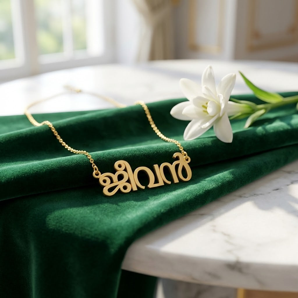 Malayalam Name Necklace | Personalized in Authentic Malayalam Script
