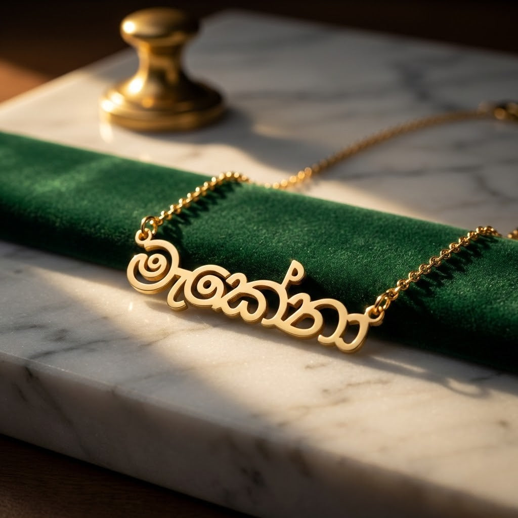 Custom Sinhala Name Necklace | Personalized Sinhala Script Jewelry