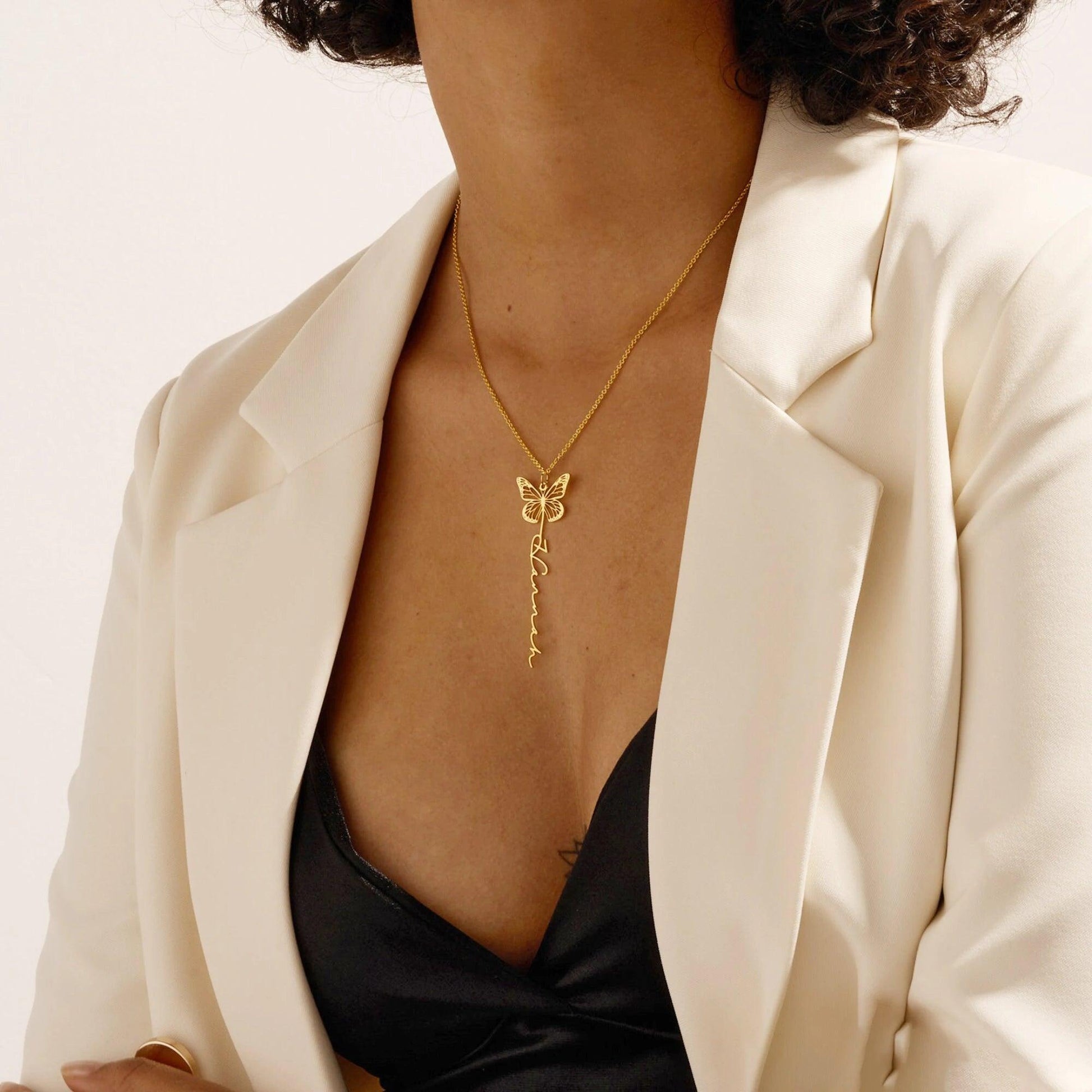 Celestial Butterfly - Birth Month Name Necklace - Haye Nii