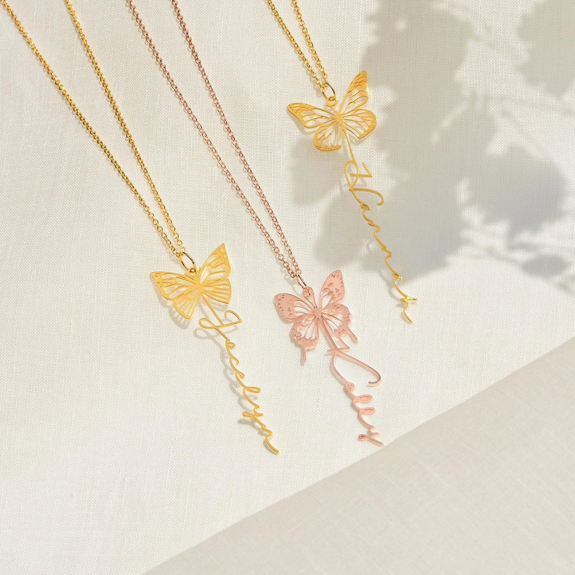 Celestial Butterfly - Birth Month Name Necklace - Haye Nii
