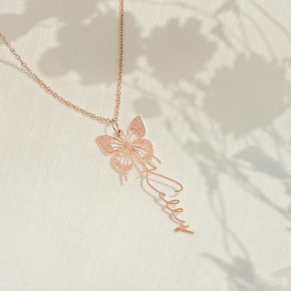 Celestial Butterfly - Birth Month Name Necklace - Haye Nii