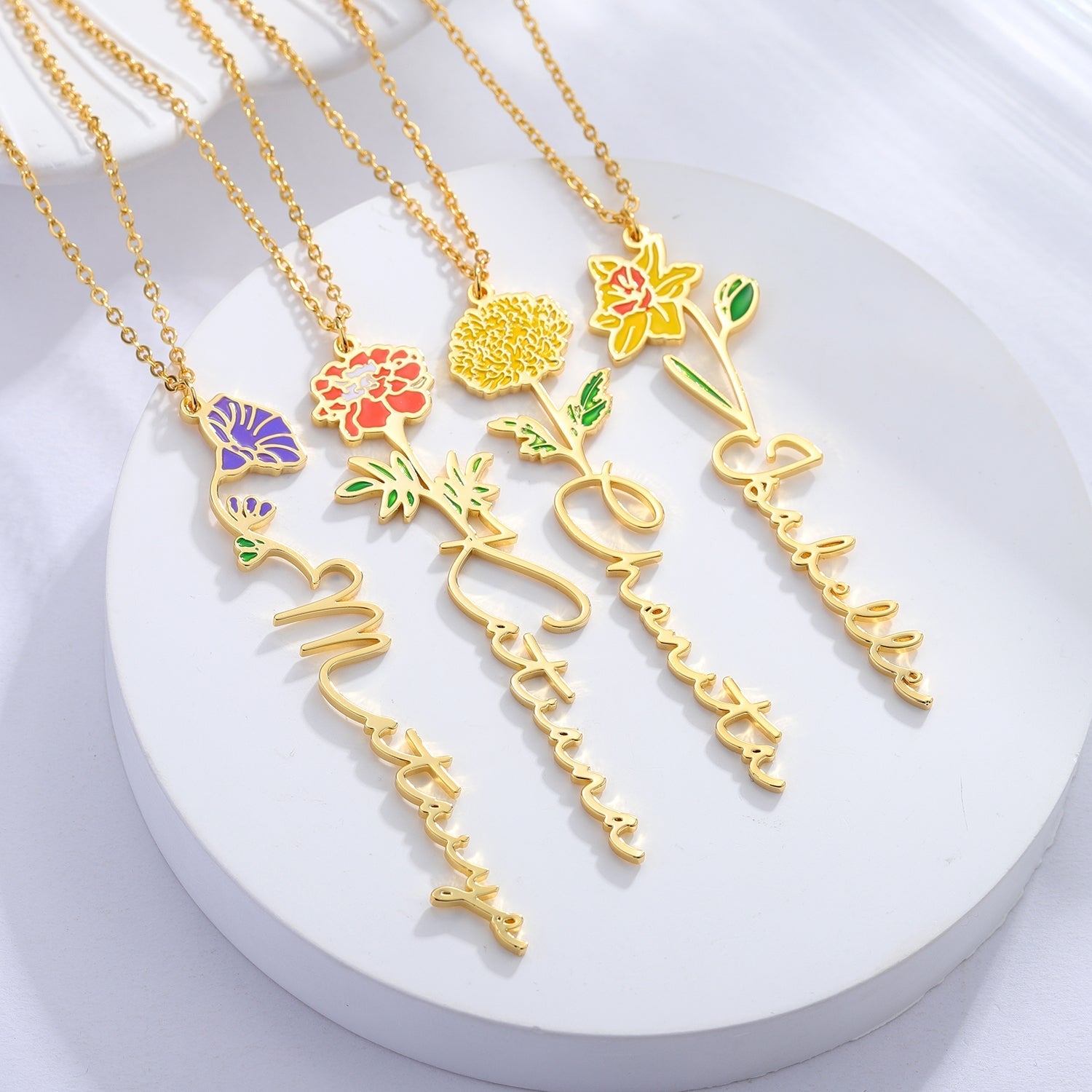 Flowlace - Personalized Name Necklace with Birth Flower - Haye Nii