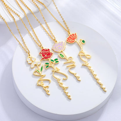 Flowlace - Personalized Name Necklace with Birth Flower - Haye Nii