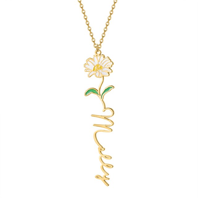 Flowlace - Personalized Name Necklace with Birth Flower - Haye Nii