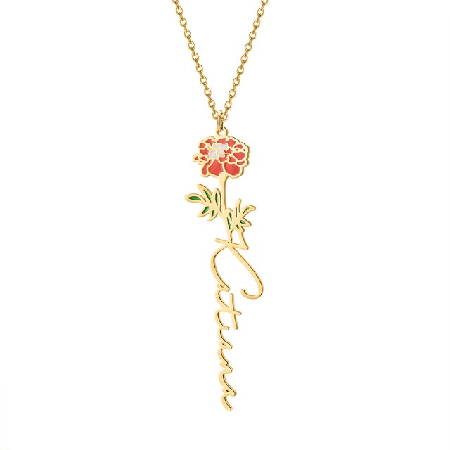 Flowlace - Personalized Name Necklace with Birth Flower - Haye Nii