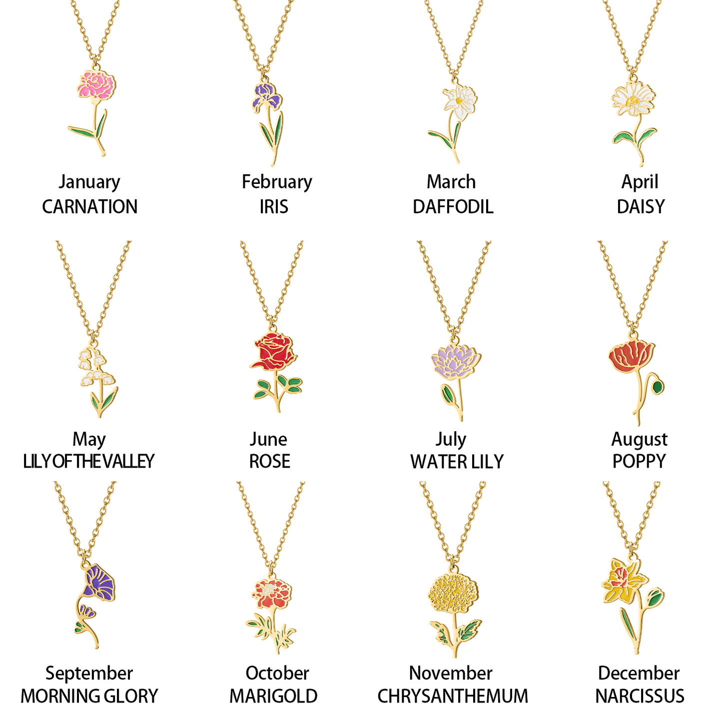 Flowlace - Personalized Name Necklace with Birth Flower - Haye Nii