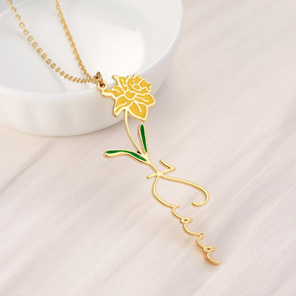 Flowlace - Personalized Name Necklace with Birth Flower - Haye Nii