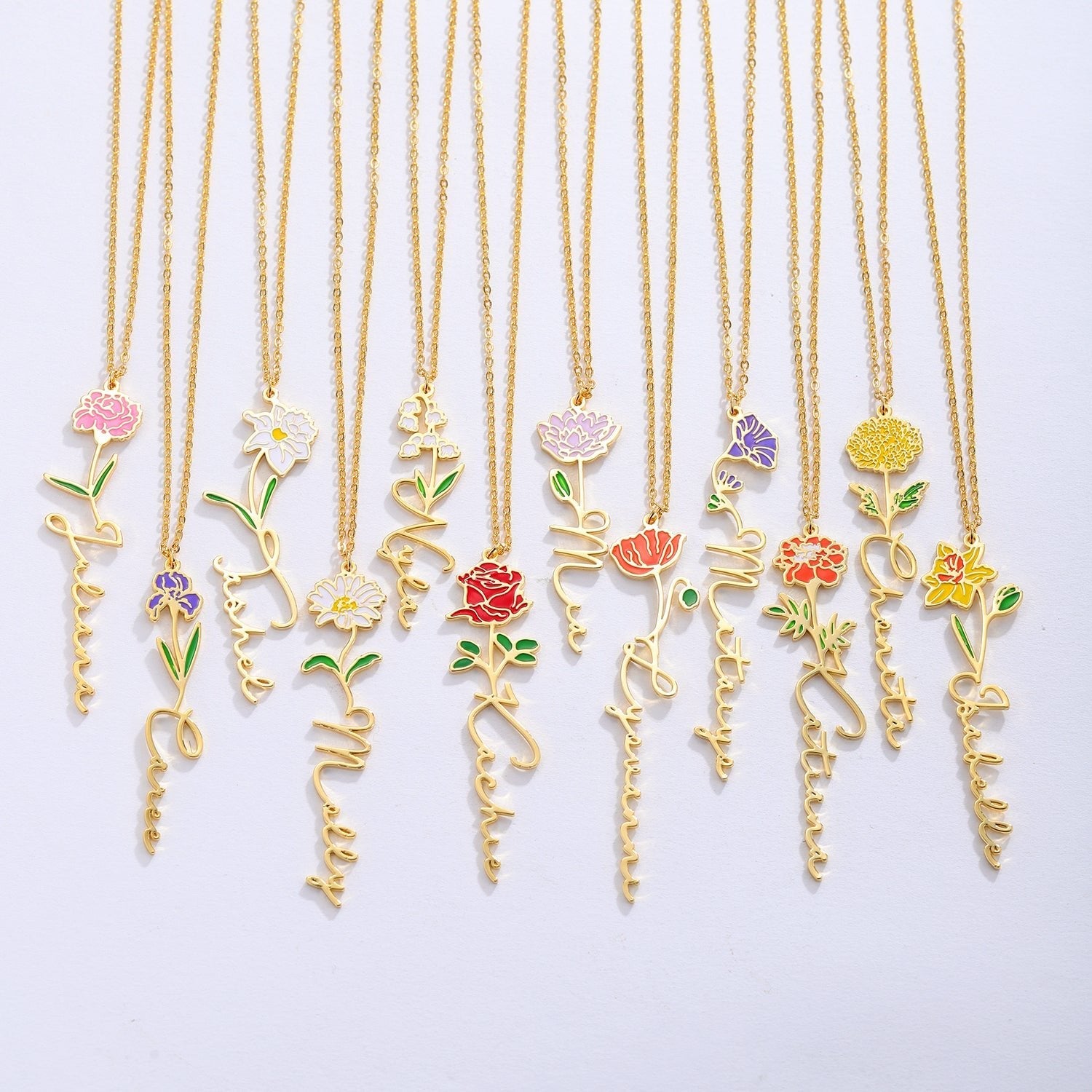 Flowlace - Personalized Name Necklace with Birth Flower - Haye Nii