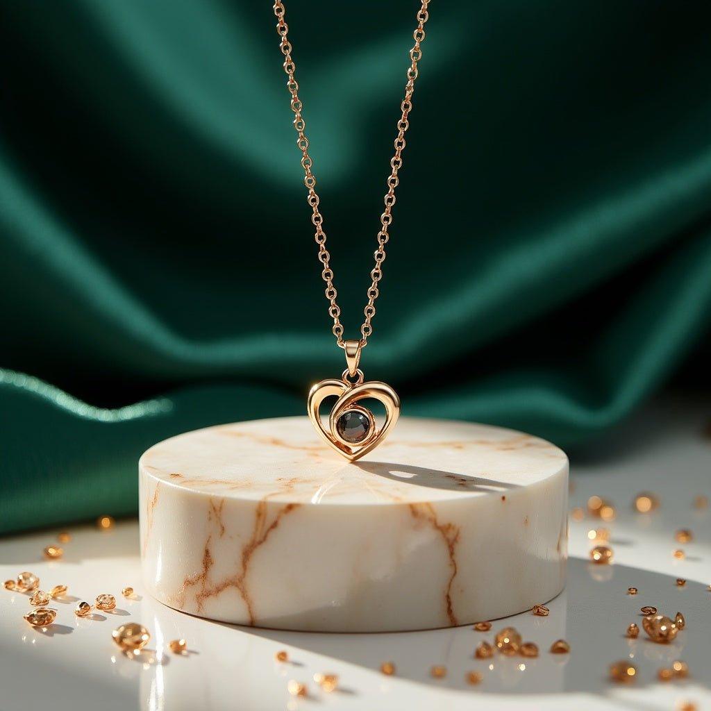 Heart Projection Pendant • Custom Photo Projection Necklace - Haye Nii