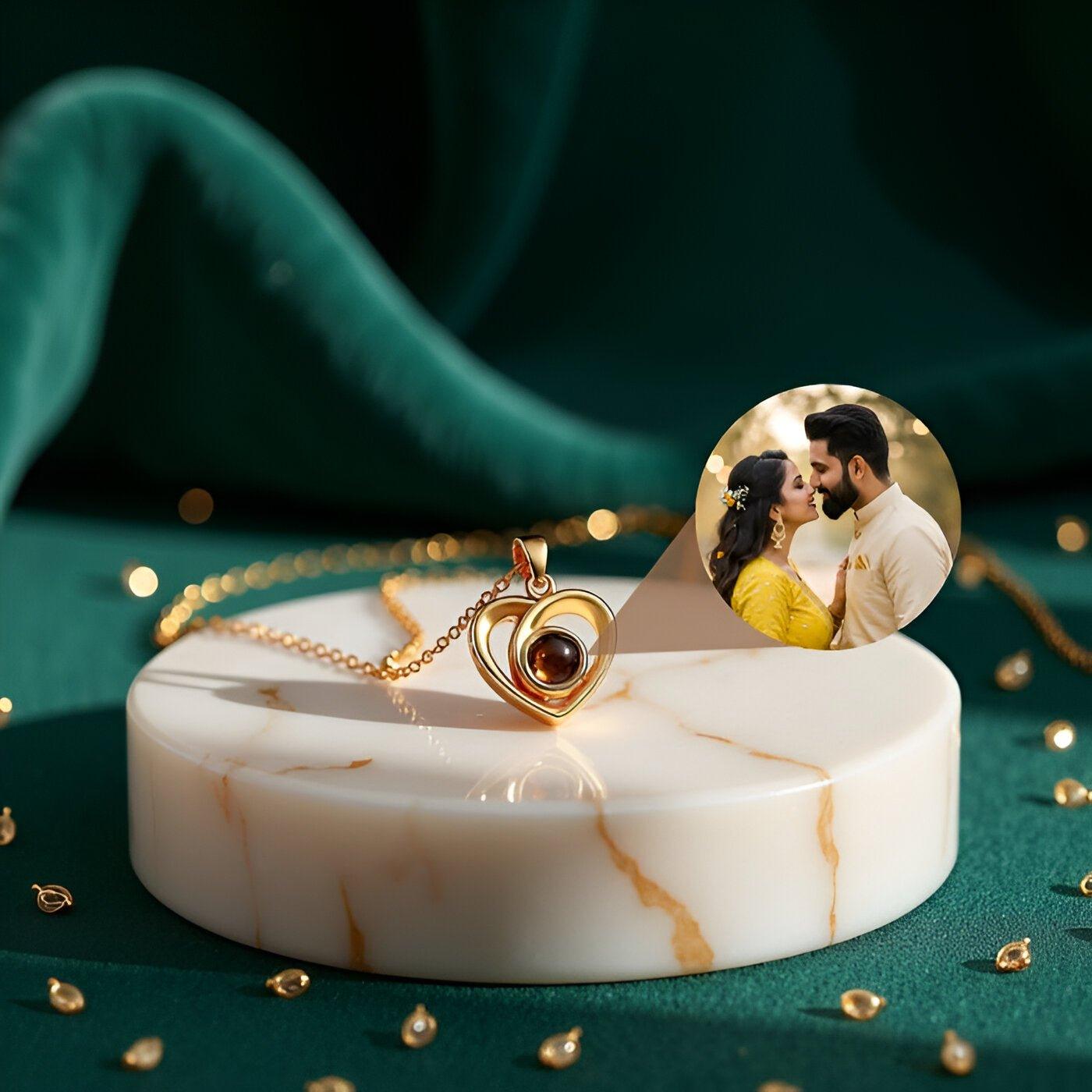 Heart Projection Pendant • Custom Photo Projection Necklace - Haye Nii