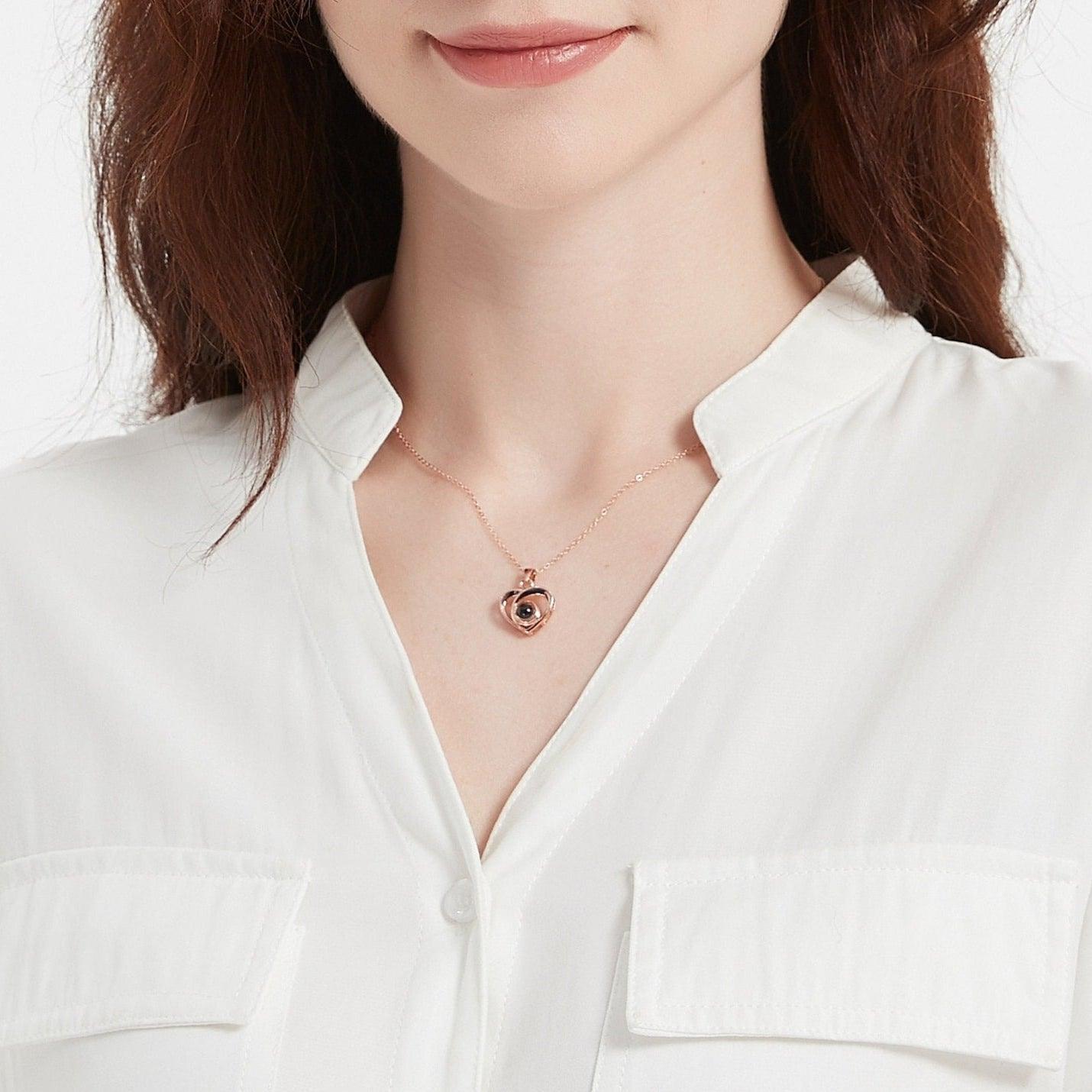 Heart Projection Pendant • Custom Photo Projection Necklace - Haye Nii