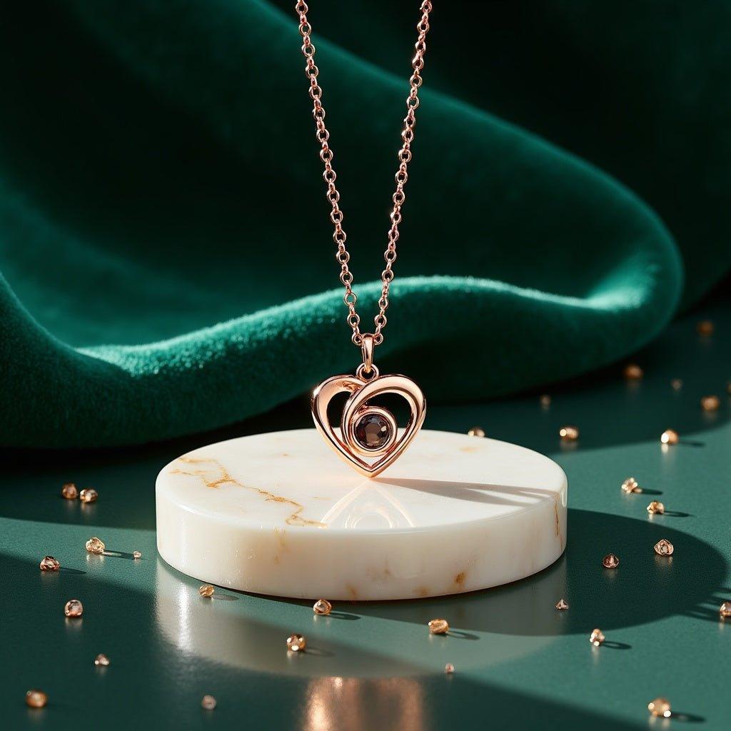 Heart Projection Pendant • Custom Photo Projection Necklace - Haye Nii