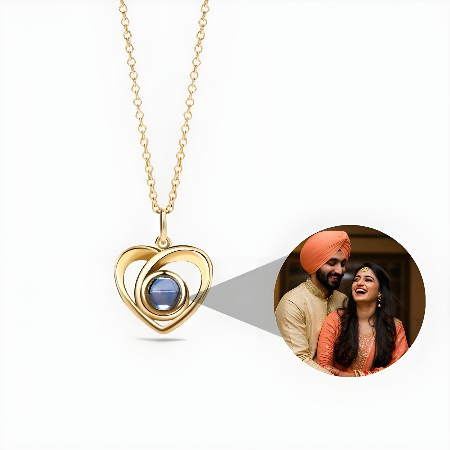 Heart Projection Pendant • Custom Photo Projection Necklace - Haye Nii