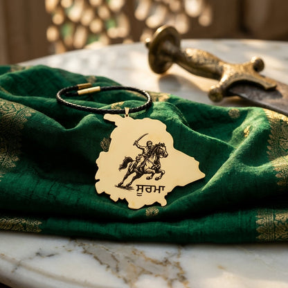 Punjab map car hanging with the Soorma design on a black thread