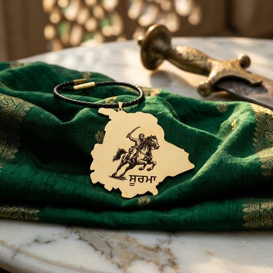 Punjab map car hanging with the Soorma design on a black thread