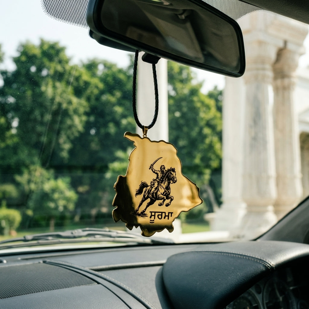 Soorma Punjab map car hanging on a rear-view mirror
