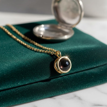 Round Projection Pendant | Custom Hidden Photo Projection Necklace - HayeNii