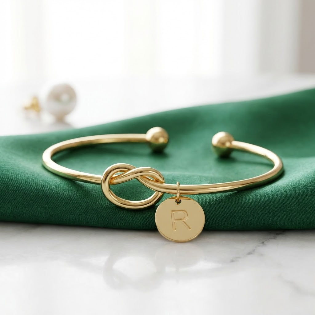 Knotted Initial Bracelet | Custom Infinity Knot Initial Bracelet - HayeNii