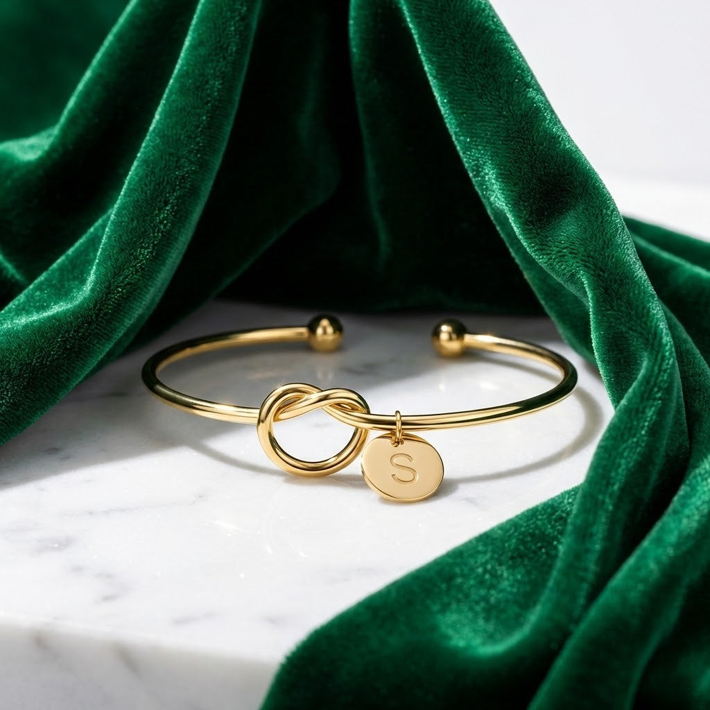 Knotted Initial Bracelet | Custom Infinity Knot Initial Bracelet - HayeNii