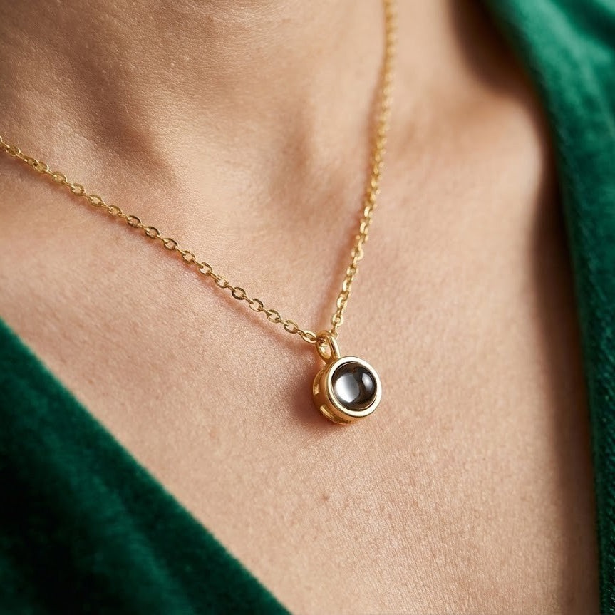 Round Projection Pendant | Custom Hidden Photo Projection Necklace - HayeNii