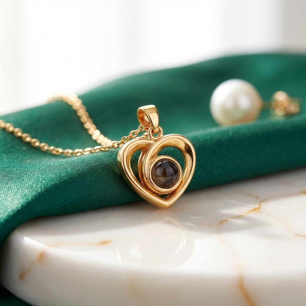 Heart Projection Pendant | Custom Hidden Photo Projection Necklace - HayeNii