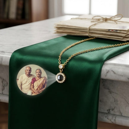 Single Stone Round Projection Pendant | Custom Hidden Photo Projection Jewelry